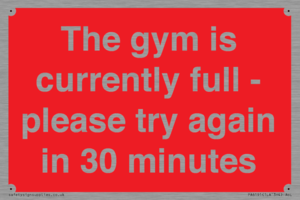 The gym is currently full - please try again in 30 minutes